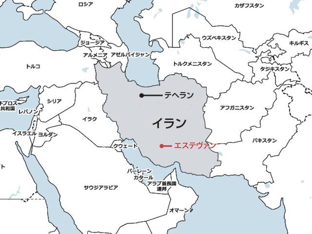 イラン・エステヴァンの位置を示す地図